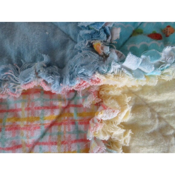 Flannel Rag Quilt With Batting 41x35 Noah's Ark Throw - Picture 5 of 14